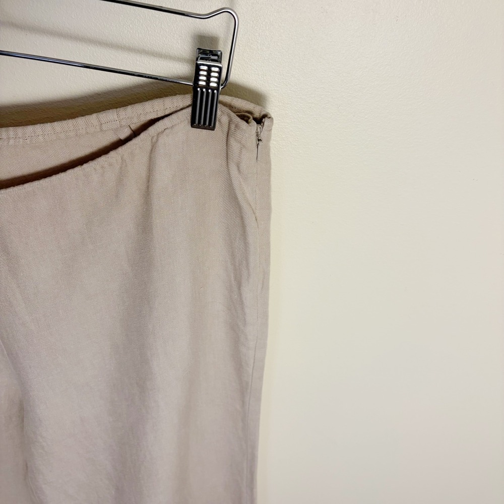 Eileen Fisher Pants Womens M Beige 100% Linen Wide Leg Side Zip Casual Trousers - Picture 4 of 8
